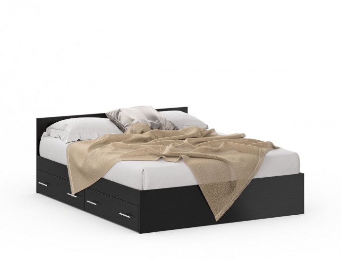 Спальня Стандарт 2-1600Я, цвет венге, ШхГхВ 163,5х203,5х70 + 171,2х81,2х200 см., сп.м. 1600х2000 мм., без матраса, основание есть