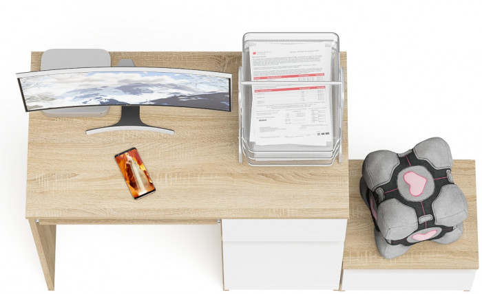 Мори Стол компьютерный МС-1 правый + Тумба ТМП400.1, цвет дуб сонома/белый, ШхГхВ 130,4х50х76,6 см., выдвижной ящик справа, НЕ универсальная сборка