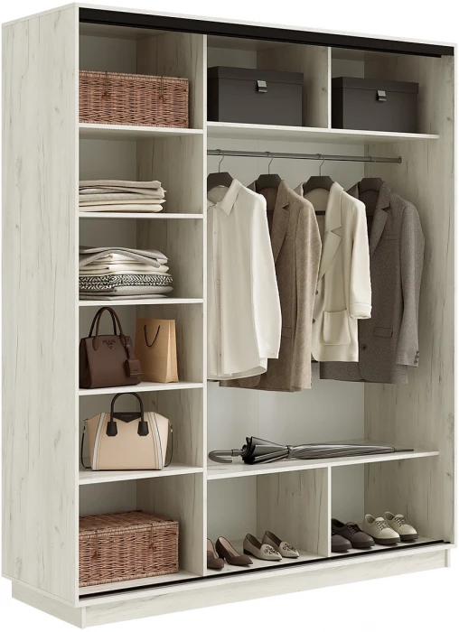 Тринити NEW Шкаф-купе 1800, Дуб крафт (вставка зеркало х2 + фасад)