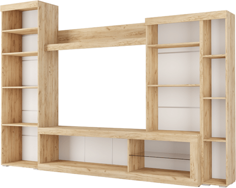 Гостиная Бастон (Дуб Вотан / Белый глянец)