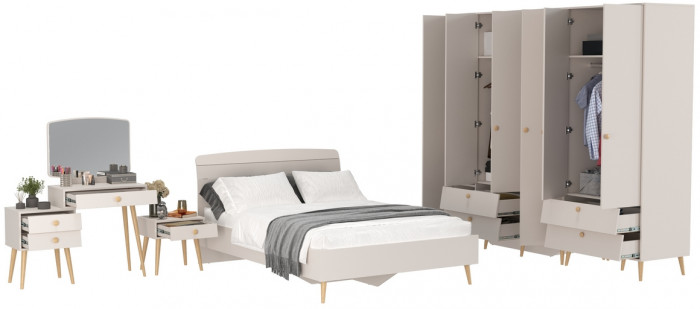 Афина Спальня 39-1400, цвет кашемир серый, сп.м. 1400х2000 мм., б/м, основание есть - фанера