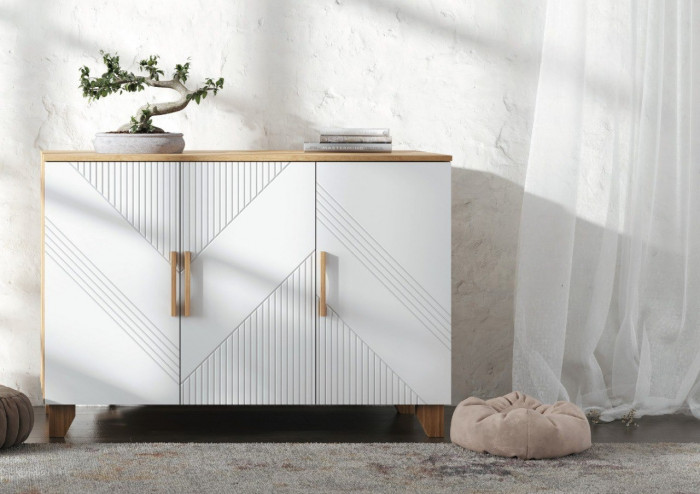 Ирис Комод 1200 браш вайт/дуб крафт