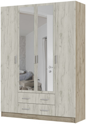 ГАРМОНИЯ ШК 602 М шкаф 4х створчатый (1,6х2,2х0,5) дуб крафт белый/дуб крафт серый