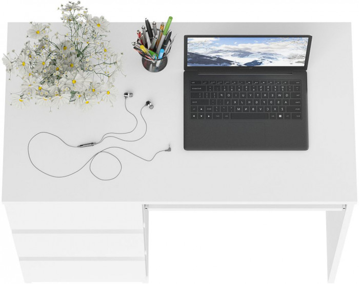 Мори Стол компьютерный МС-6 левый, цвет белый, ШхГхВ 90х50х76,6 см., выдвижные ящики слева, НЕ универсальная сборка