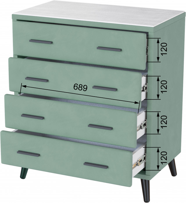 Комод интерьерный Пай мятный/мдф холст белый