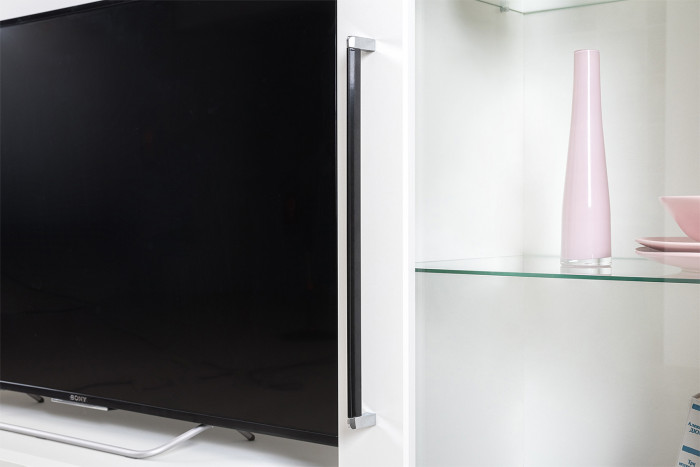 Валенсия Гостиная № 080, цвет ЛДСП белый шагрень/МДФ белый шагрень, ШхГхВ 321,2х38,3х225,2 см., универсальная сборка