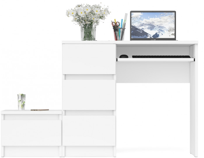 Мори Стол компьютерный МС-6 левый + Тумба ТМП400.1, цвет белый, ШхГхВ 130,4х50х76,6 см., выдвижные ящики слева, НЕ универсальная сборка