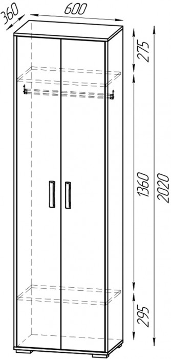 Прихожая 2-3430бод.тем/св Домино - Шкаф для одежды, бодега тёмный/бодега светлый