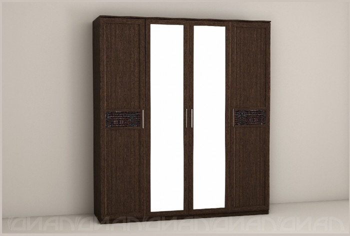 Кэт-4 Шкаф 4 створки/Зеркало (Бодега белая)