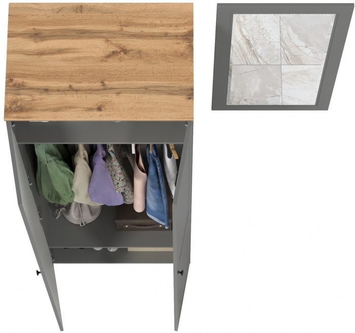 Остин Прихожая 07, цвет серый графит/дуб крафт золотой, ШхГхВ 139,5х54,3х229,6 см., универсальная сборка