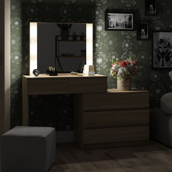 Стол косметический с подсветкой 110, дуб сонома