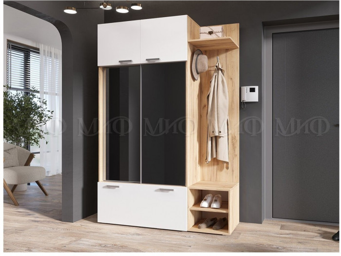 Прихожая Стелла ЛДСП (Дуб крафт белый/Графит)
