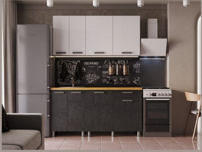 Кухонный гарнитур Григгс 1,6м камень светлый/камень темный