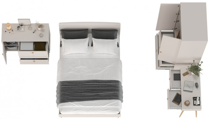 Афина Спальня 06-1400, цвет кашемир серый, сп.м. 1400х2000 мм., б/м, основание есть - фанера