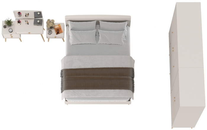 Афина Спальня 39-1600, цвет кашемир серый, сп.м. 1600х2000 мм., б/м, основание есть - фанера