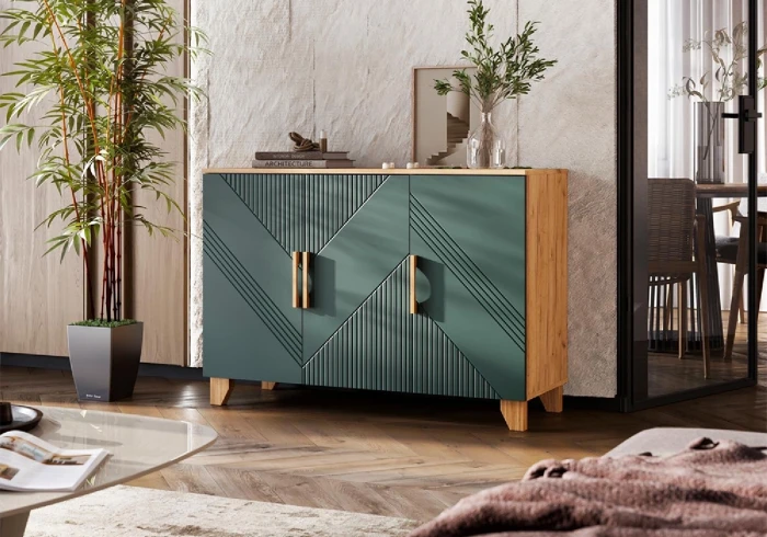 Ирис Комод 1200 браш мени грин/дуб крафт