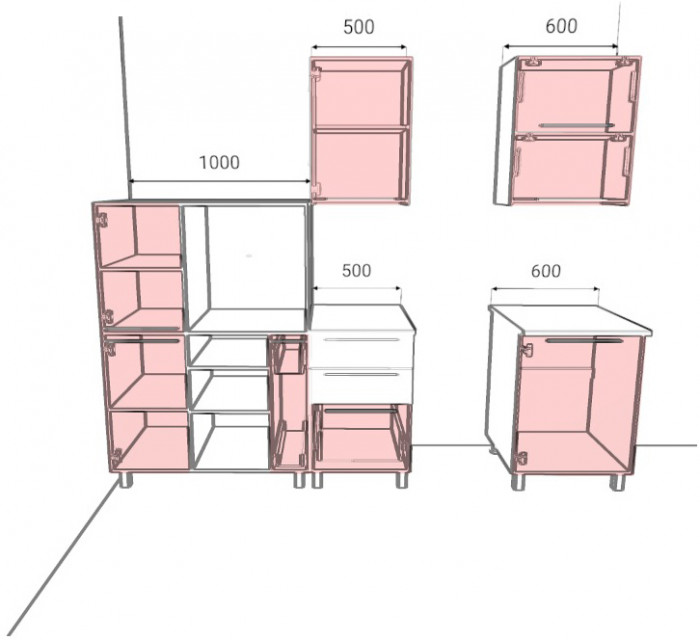 Кухня Этна 2,1 м. Комплект, софт грей