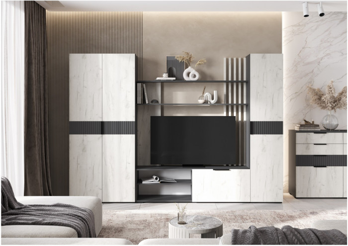 Модульная гостиная Роджина (Графит, Крафт золотой)