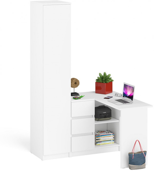Мори компьютерный стол МС-16 левый + Пенал МШ400.1, белый