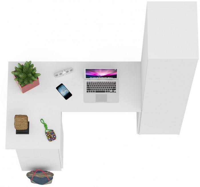 Мори компьютерный стол МС-16 левый + Пенал МШ400.1, белый