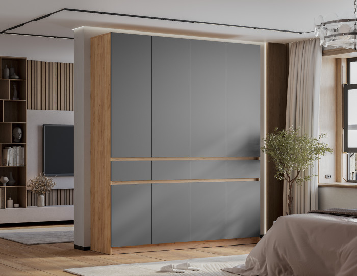 Шкаф 4-х створчатый "Багира" ШК-13 Крафт/Графит