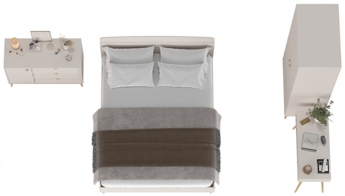 Афина Спальня 06-1600, цвет кашемир серый, сп.м. 1600х2000 мм., б/м, основание есть - фанера