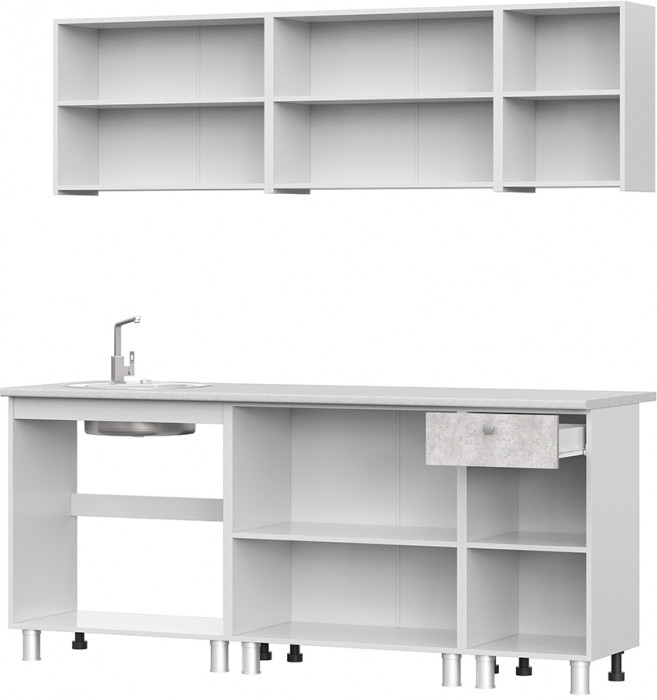 Кухонный гарнитур КГ 1 2.0 м, Белый, Цемент светлый