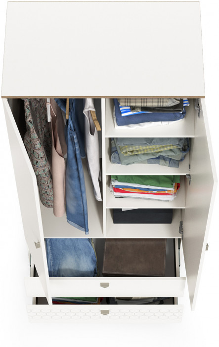 Эйп 13.334 Шкаф для одежды, цвет белый/дуб белый, ШхГхВ 85х51,1х183,8 см., универсальная сборка