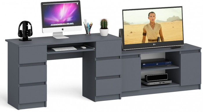 Мори компьютерный стол МС-2 + Тумба МТВ1200.1, графит
